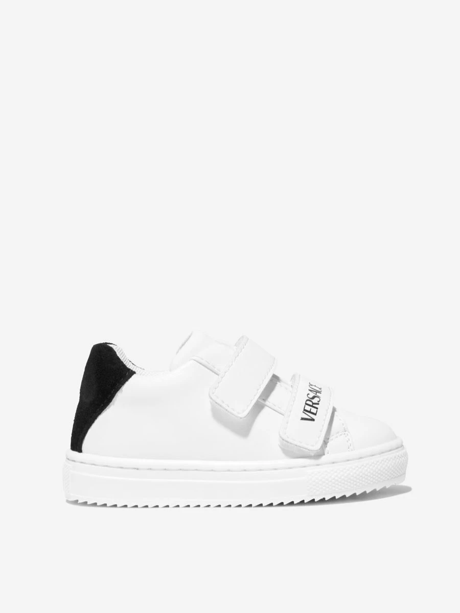 Versace Girls White Leather Velcro Sneakers for Kids
