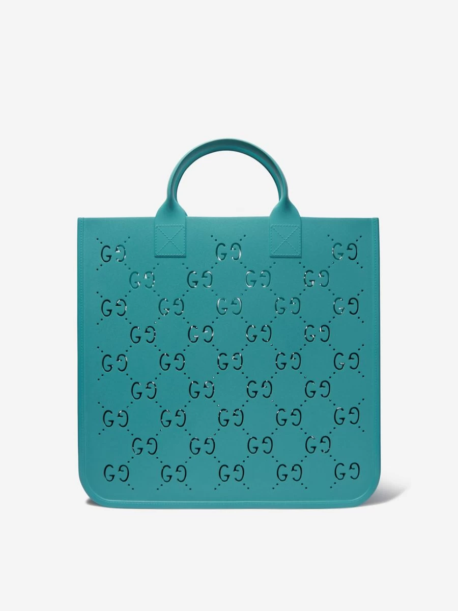 Gucci Kids Girls Blue GG Rubber Tote Bag for Children