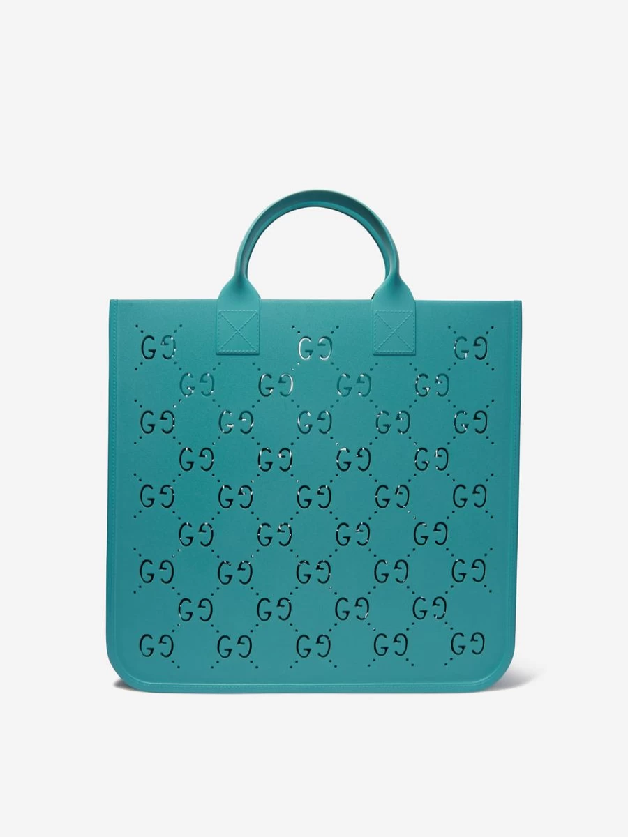 Gucci Kids Girls Blue GG Rubber Tote Bag for Children