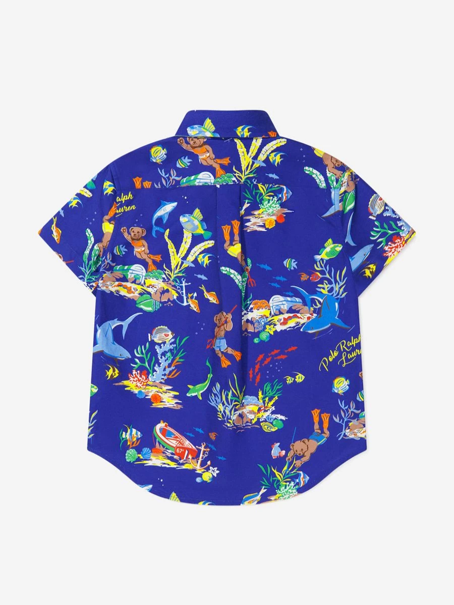 Ralph Lauren Kids Teen Boys Blue Short Sleeve Casual Shirt