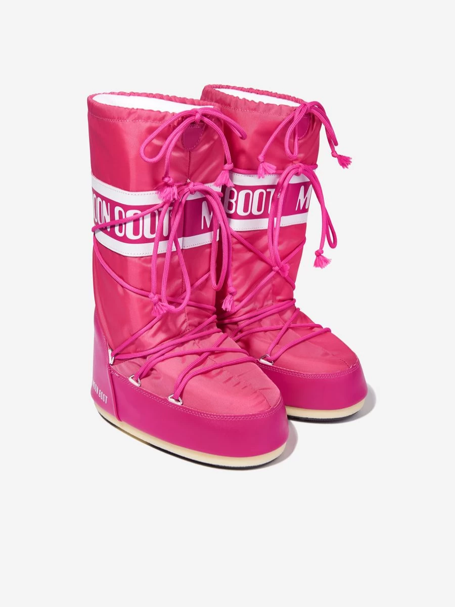 Moon Boot Girls Icon Pink Nylon Snow Boots for Winter