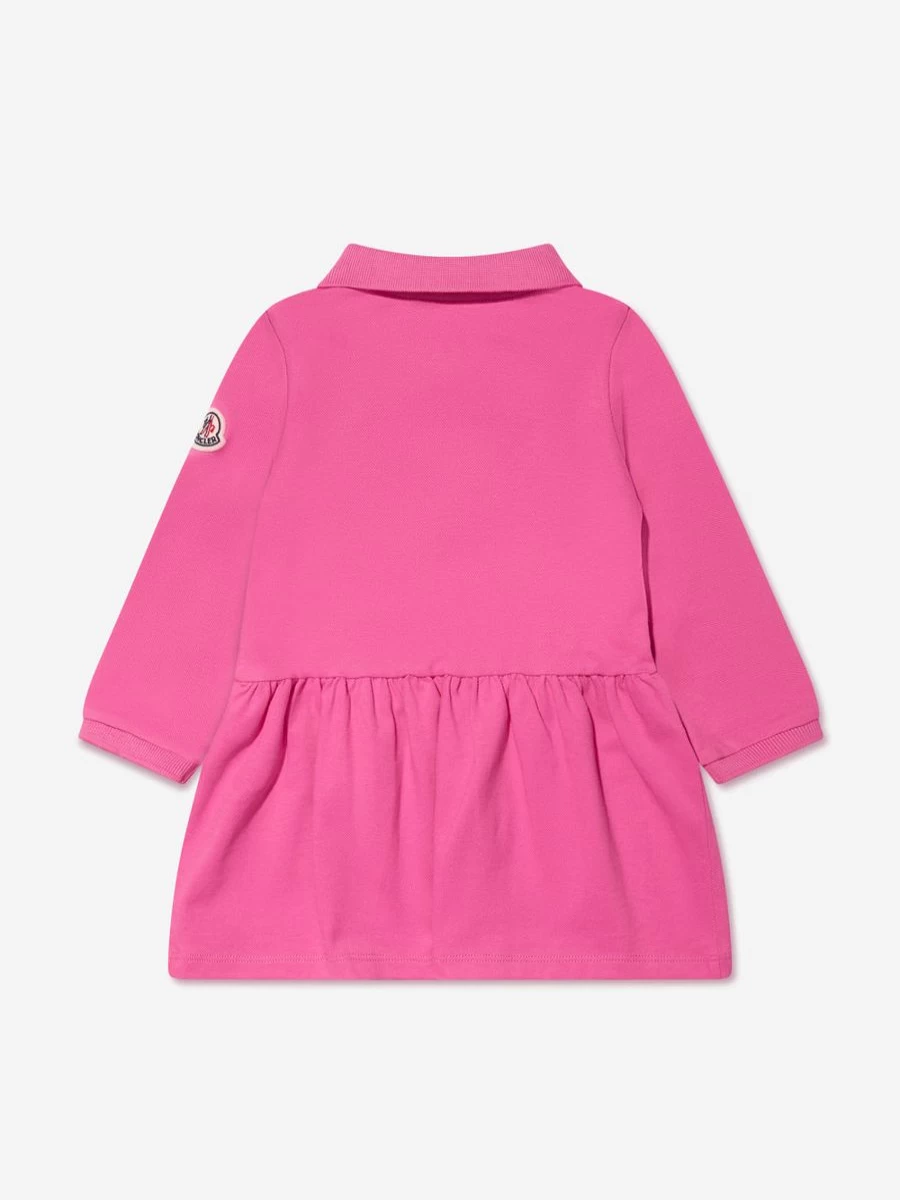Moncler Enfant Baby Girls Pink Long Sleeve Dress with Pockets
