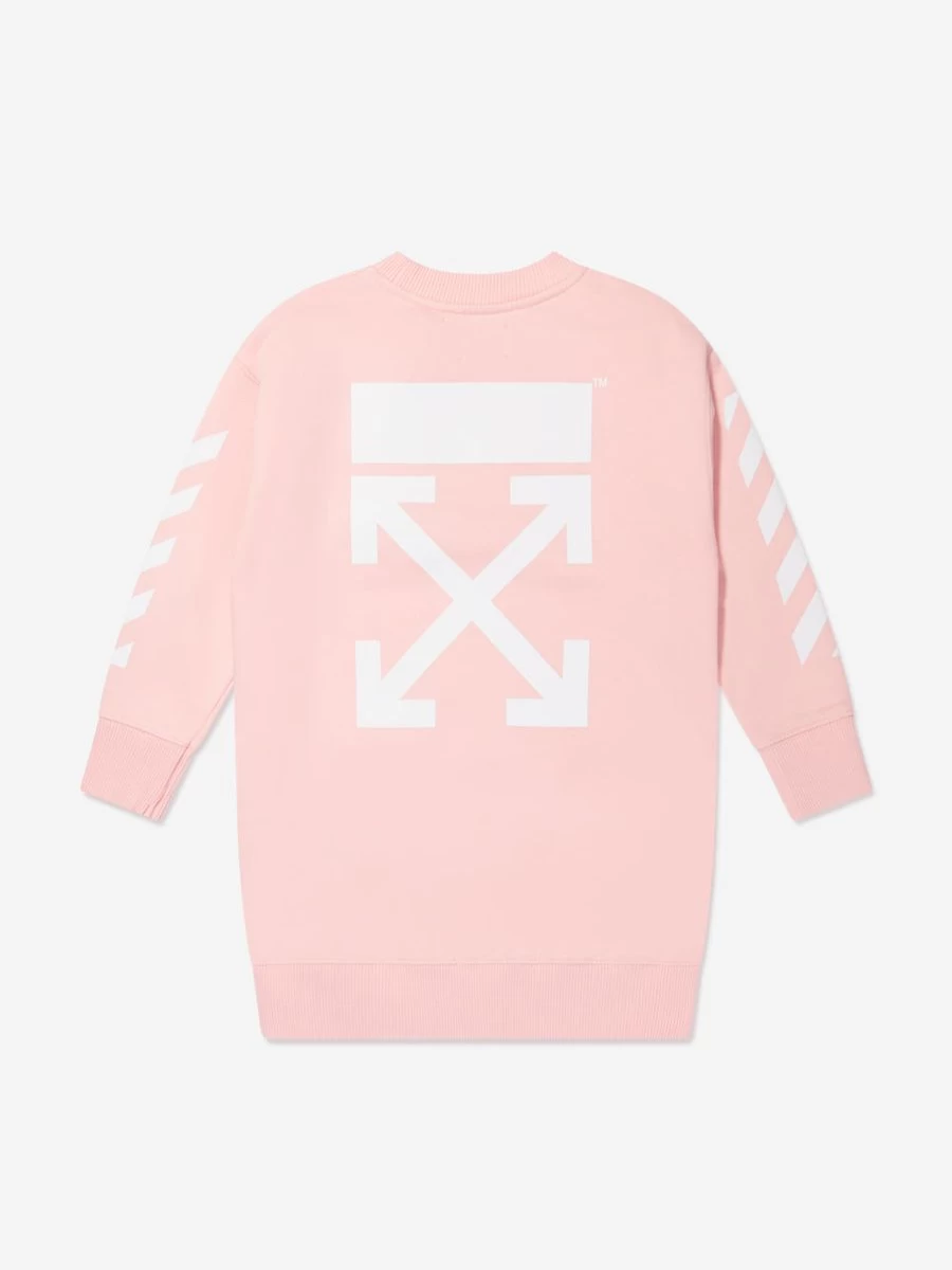 Off-White Teen Girls Pink Classic Arrow Tab Sweater Dress