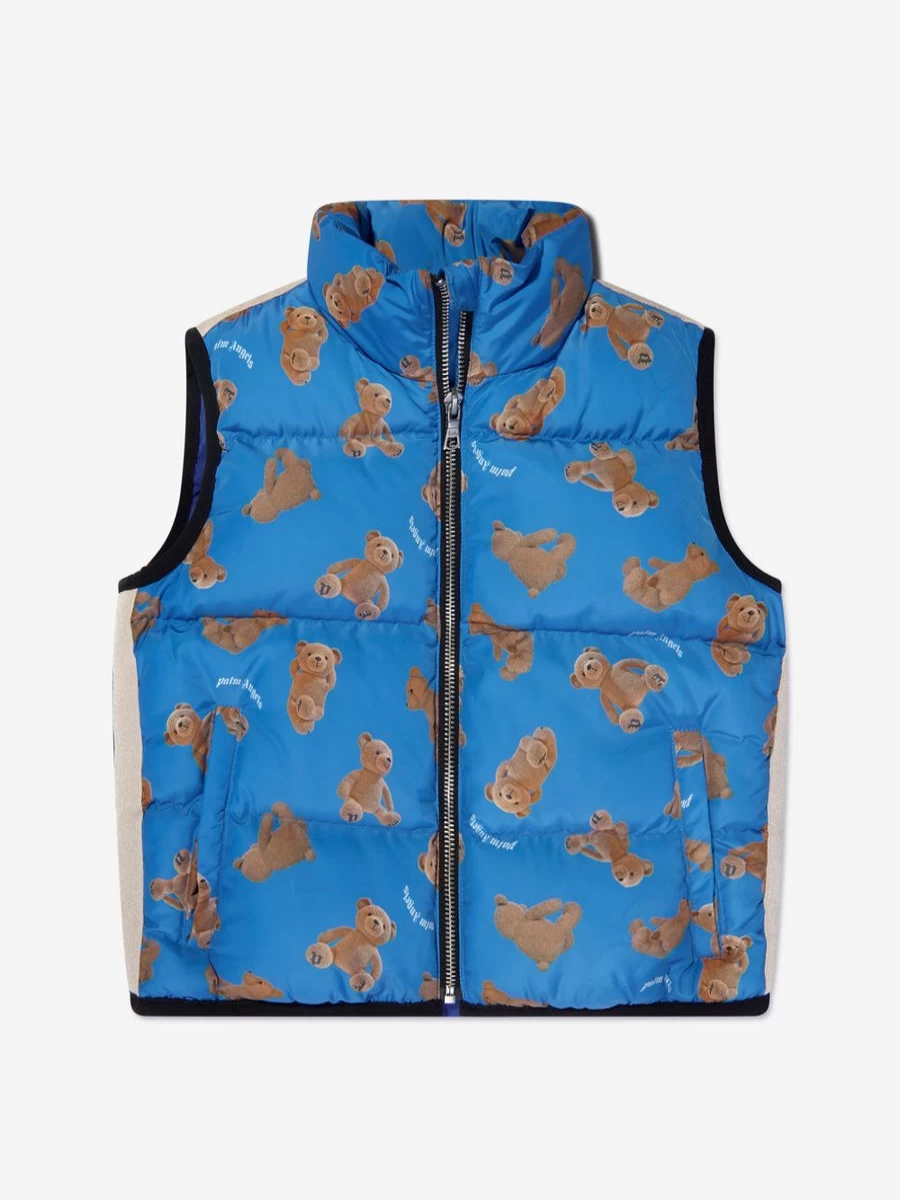 Palm Angels Boys Blue Bears Print AOP Track Gilet