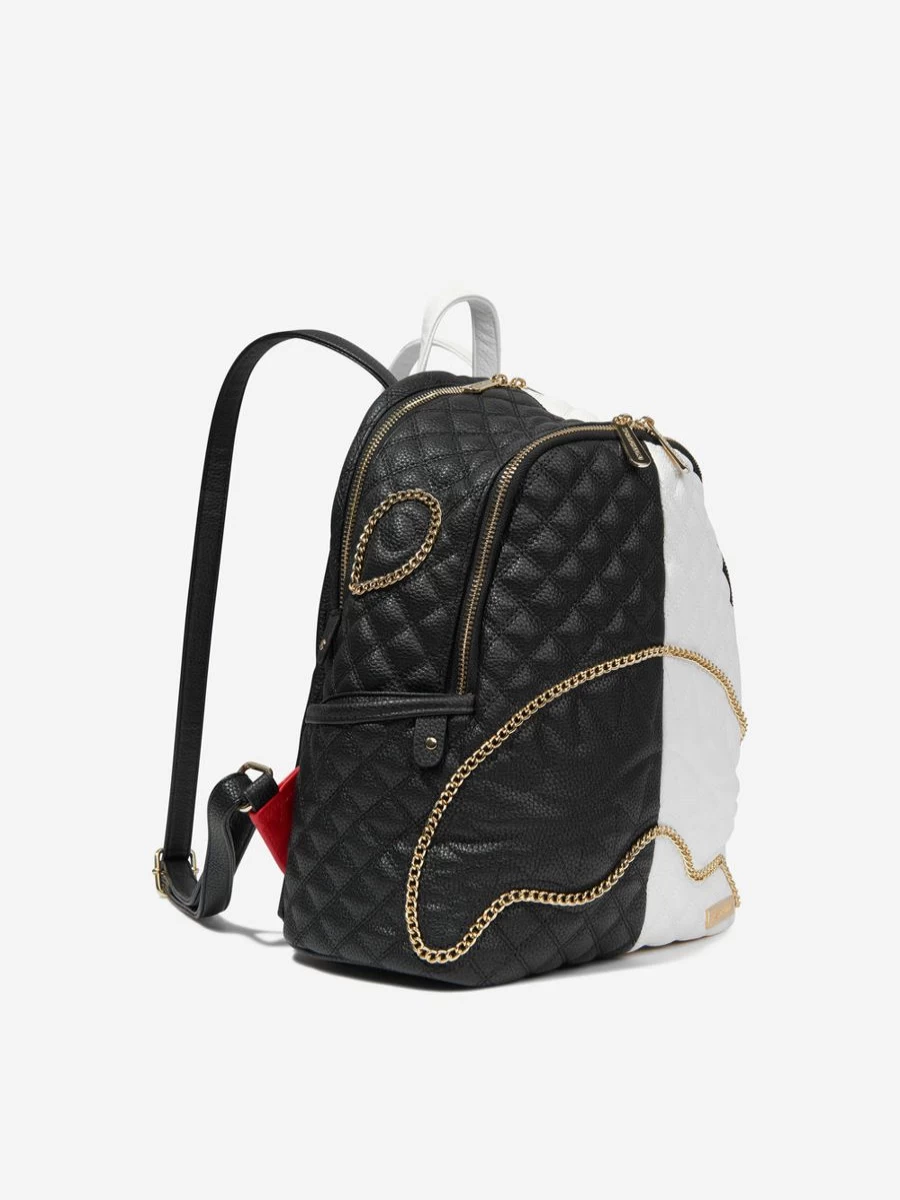 Sprayground Girls Shark Savage Split Quilt Backpack - Black Cool School Bag for Kids