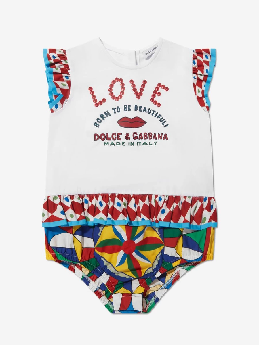 Dolce & Gabbana Kids Girls Multicolor Romper - Stylish Baby Girl Outfit