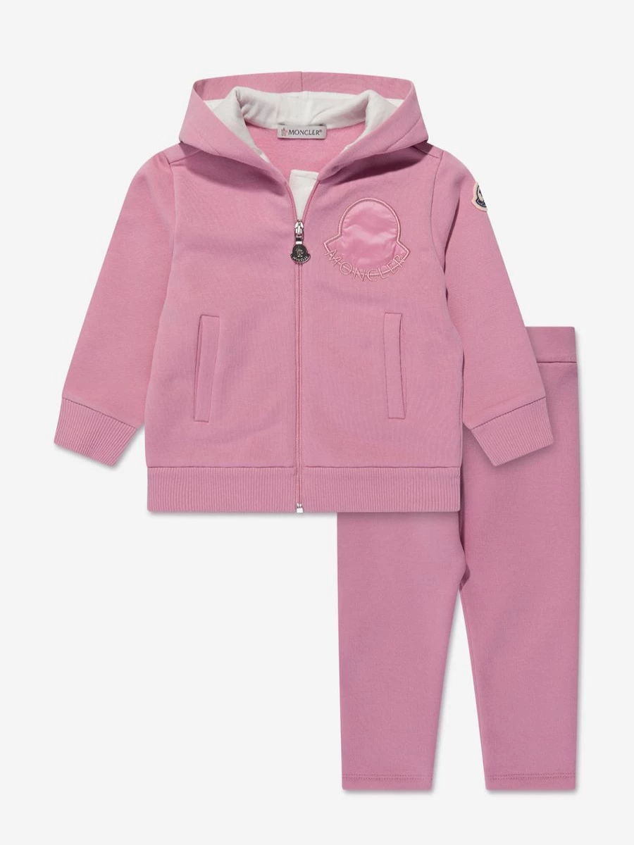 Moncler Enfant Baby Girls Pink Logo Tracksuit - Stylish & Comfortable Outfit