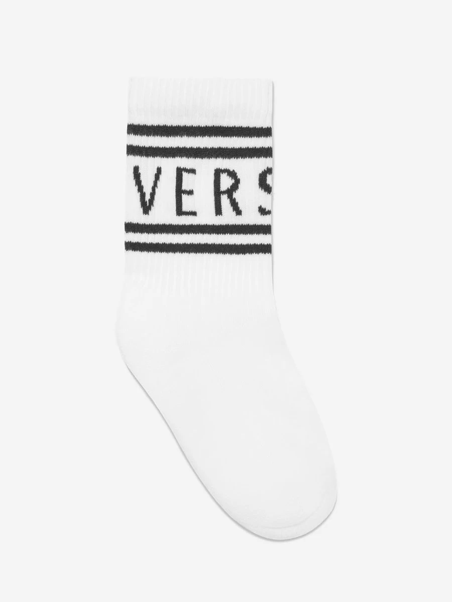 Versace Girls' White Logo Socks for Kids