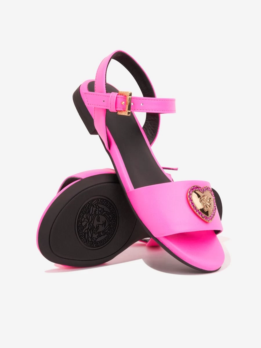 Versace Teen Girls Pink Heart Logo Sandals