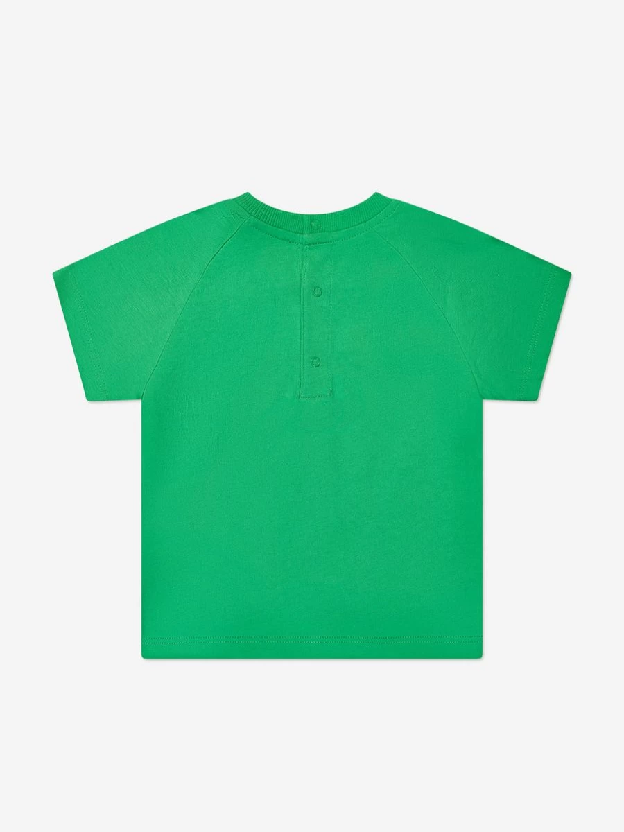 Moschino Kids Boys Green Teddy Bear Logo Cotton T-Shirt