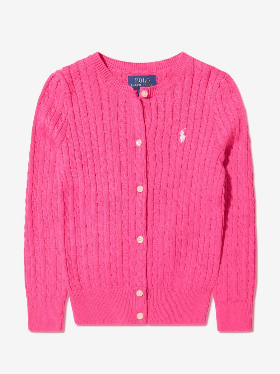 Ralph Lauren Kids Teen Girls Pink Cable Knit Cardigan Sweater