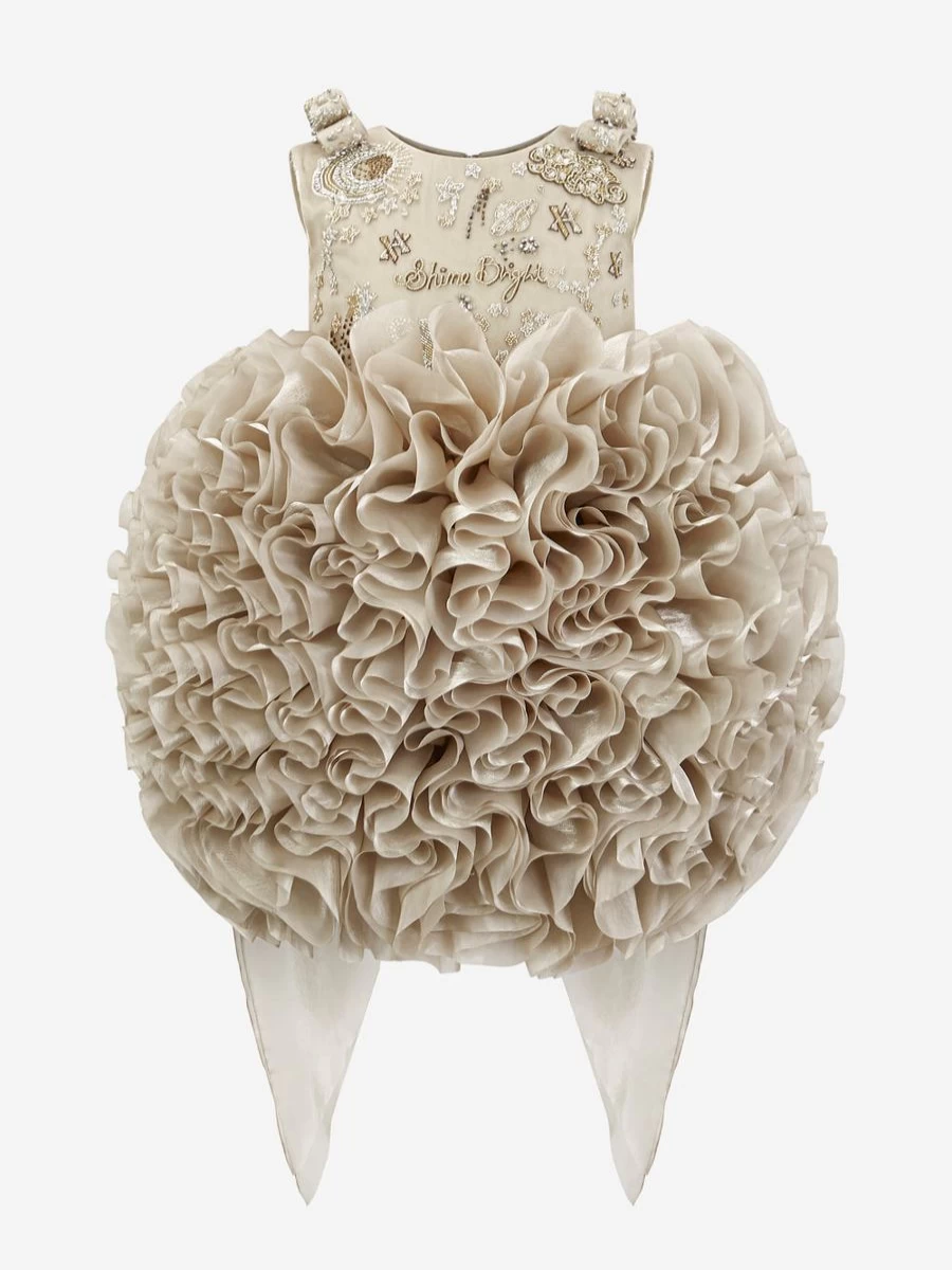 "Maison Ava Gold Pomme Occasion Dress for Teen Girls – Elegant Party Gown"