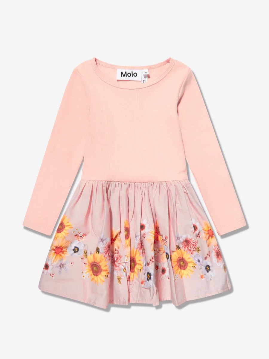 Molo Baby Girls Pink Retro Stripe Dress - Vintage-Inspired Striped Outfit for Infants