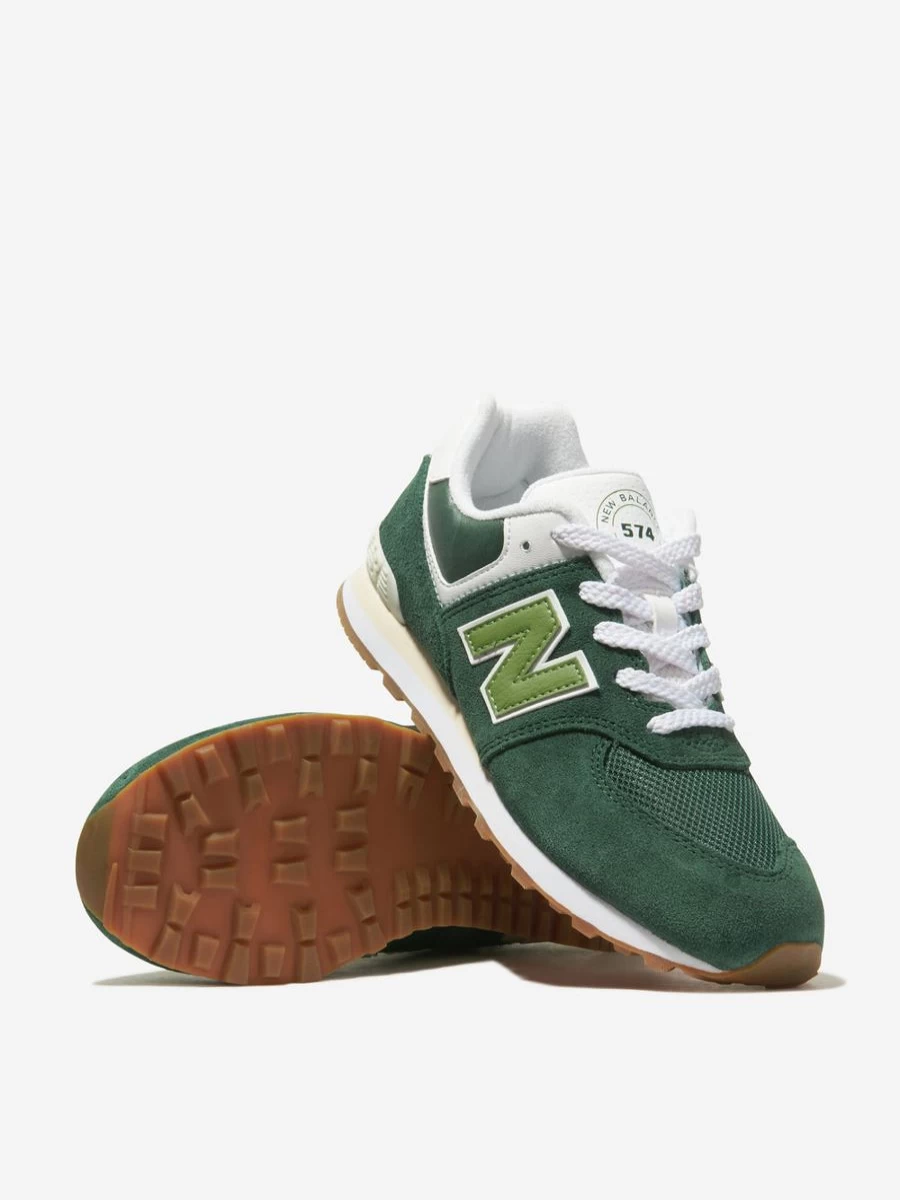 New Balance 574 Green Logo Trainers for Girls - Kids' Running Shoes