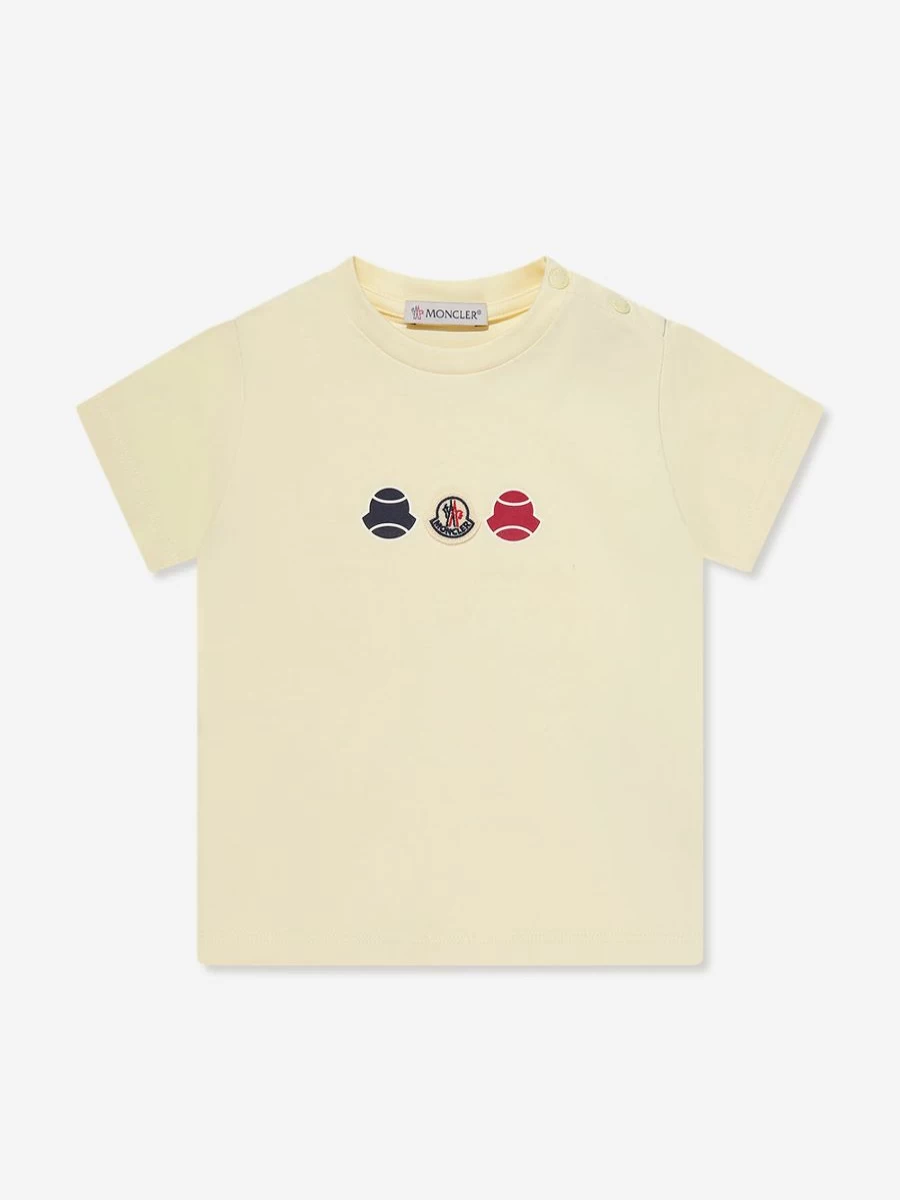 Moncler Enfant Boys' Yellow Logo Print T-Shirt - Casual Short Sleeve Tee for Toddlers