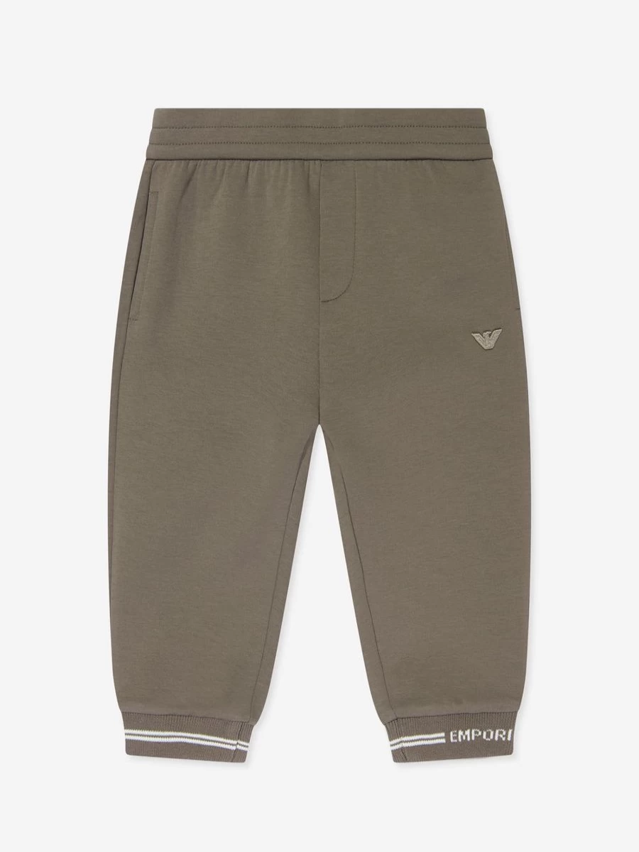 Emporio Armani Baby Boys Brown Logo Joggers - Comfortable Cotton Trousers for Infants