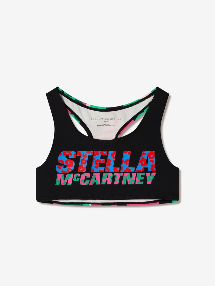 Stella McCartney Kids Girls Floral Print Cropped Sports Top - Breathable Athletic Tee for Active Girls