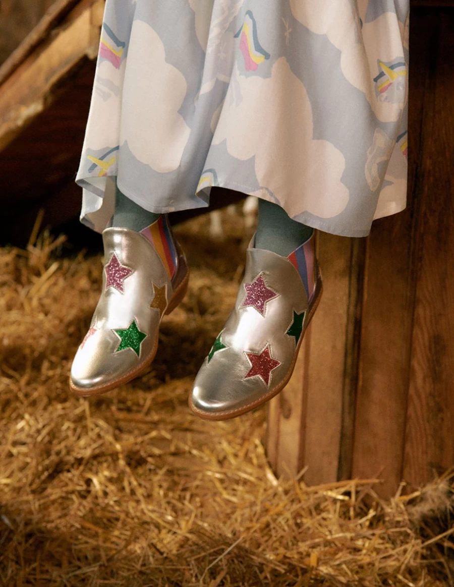 Stella McCartney Kids Girls Silver Star Ankle Boots for Girls Fashion Footwear
