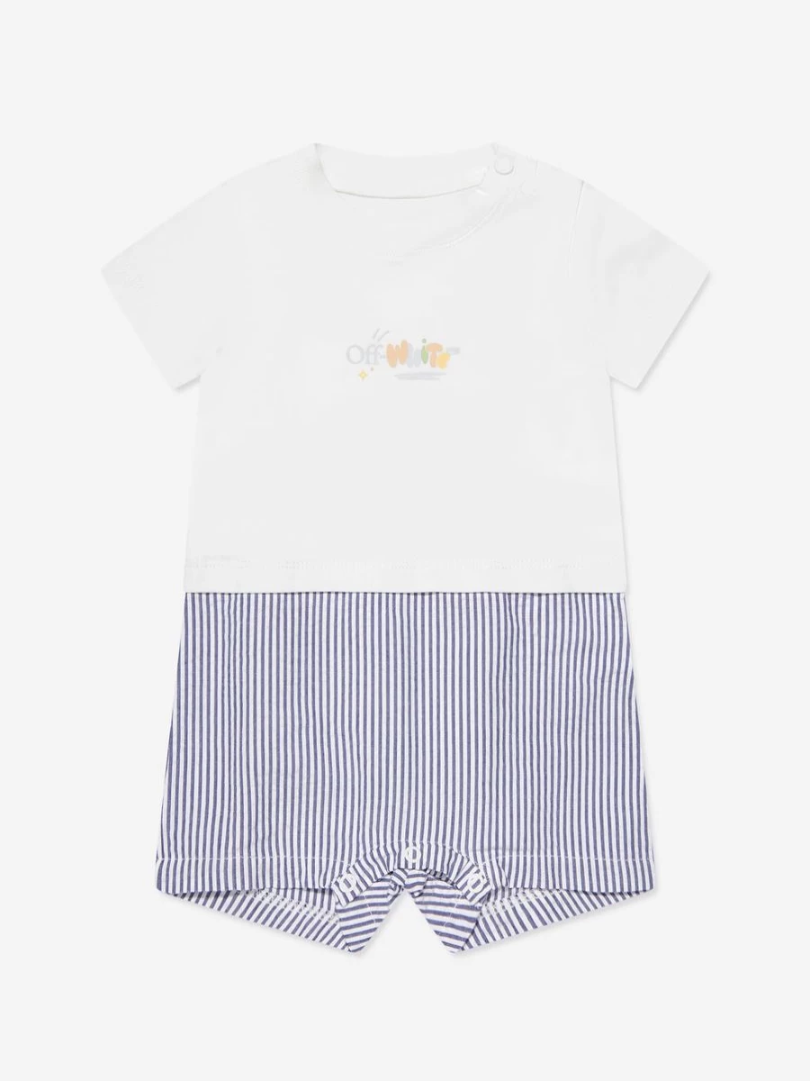 Off-White Baby Boys' Funny Mix White Romper - Trendy Infant Bodysuit