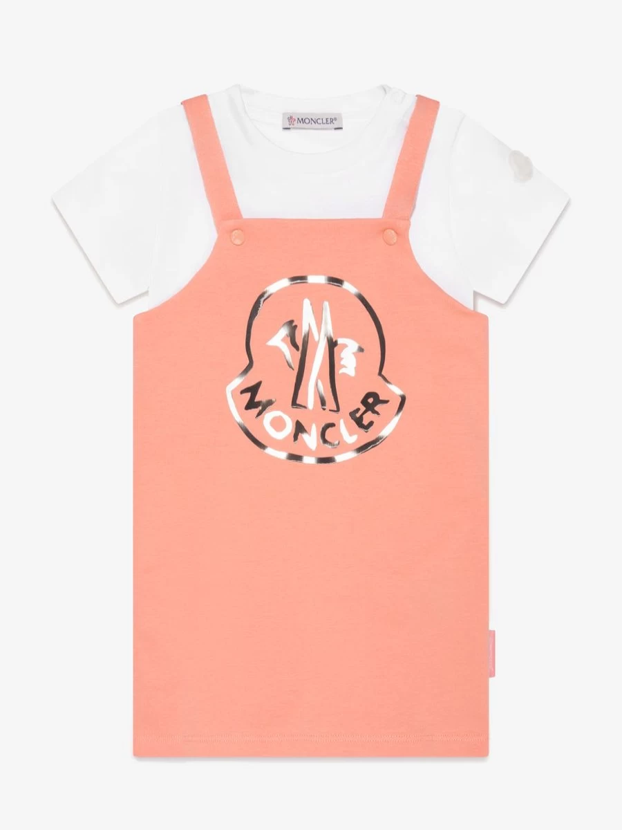 Moncler Enfant Baby Girls Peach T-Shirt & Dress Set - Soft Cotton Outfit