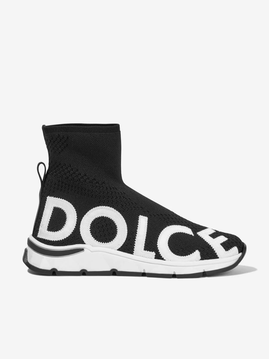 Dolce & Gabbana Boys Black Slip-On Sock Sneakers for Kids