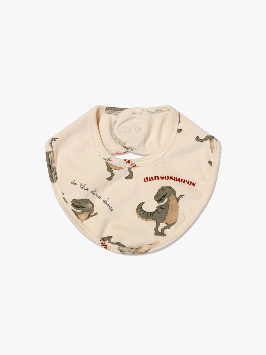 Konges Slojd Organic Cotton Dinosaur Bibs 2-Pack for Babies | Soft Baby Feeding Bibs