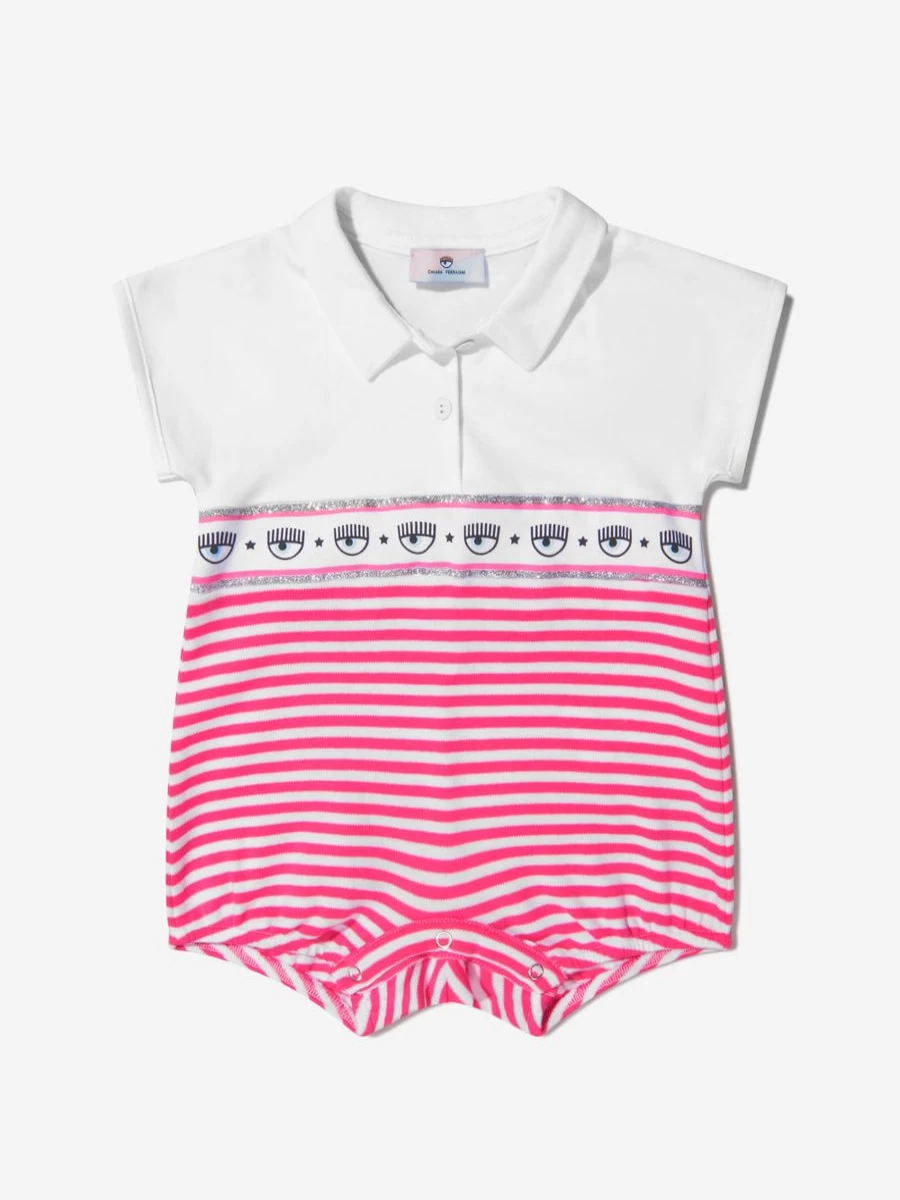 Chiara Ferragni Girls Striped Cotton Romper - Cute Baby Outfit