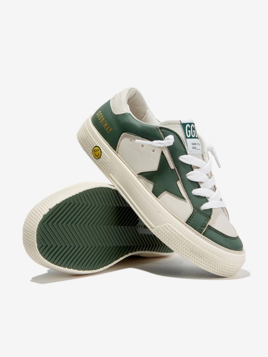 Golden Goose Kids Girls Leather May Trainers - Green Sneakers for Girls
