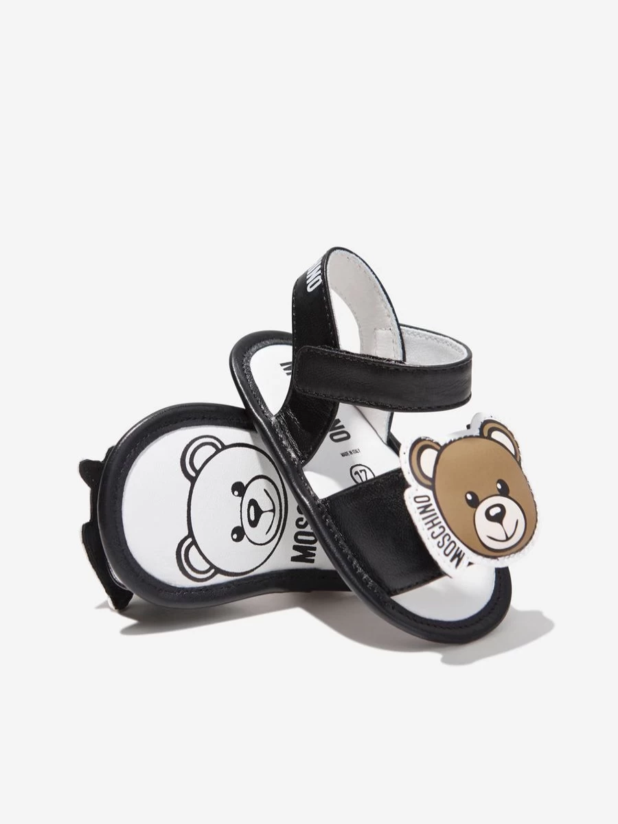 Moschino Kids Baby Boys Black Shark & Teddy Bear Sandals - Comfortable Toddler Shoes