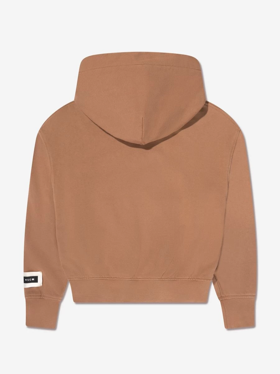 MSGM Boys' Brown Kids Logo Hoodie for Stylish Comfort