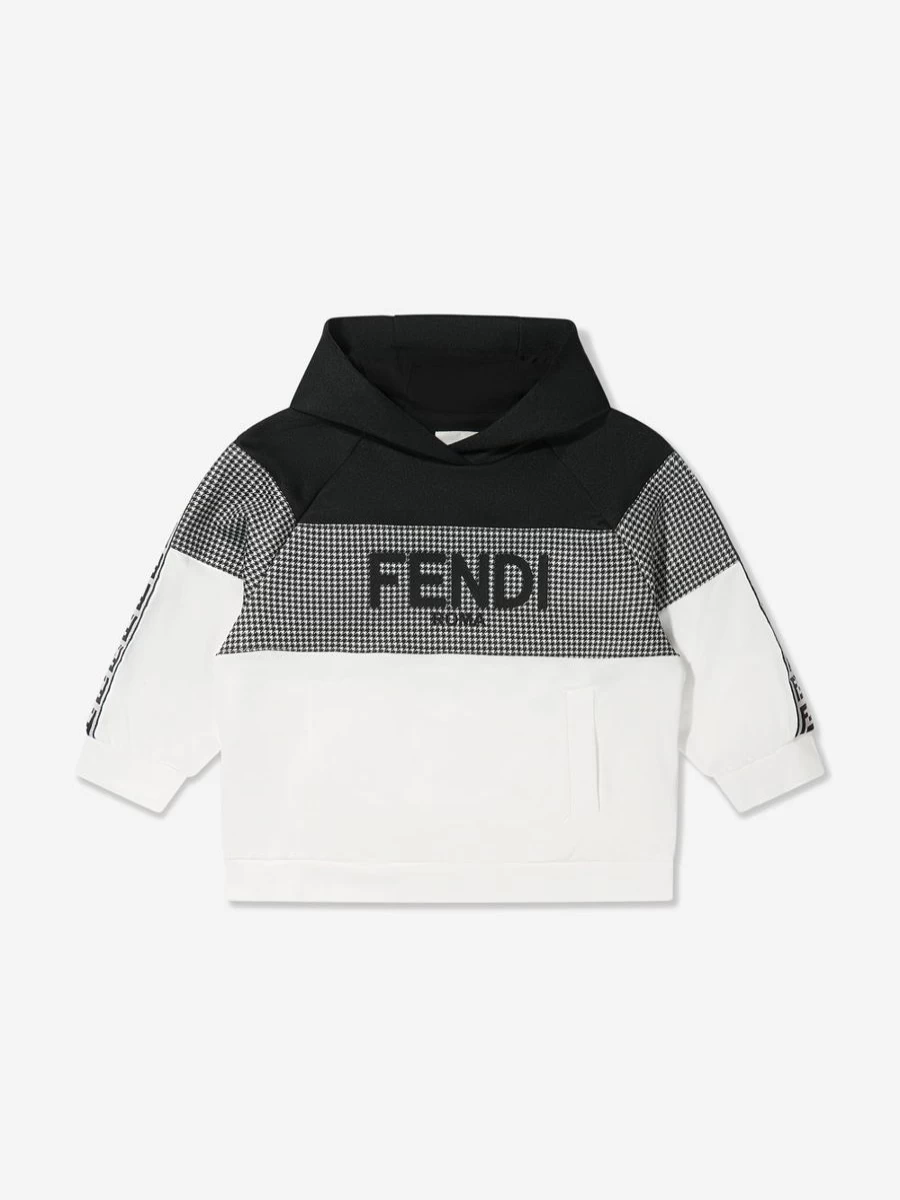 Fendi Kids Boys Color Block Hoodie with Dogtooth Design | Stylish Children's Pullover