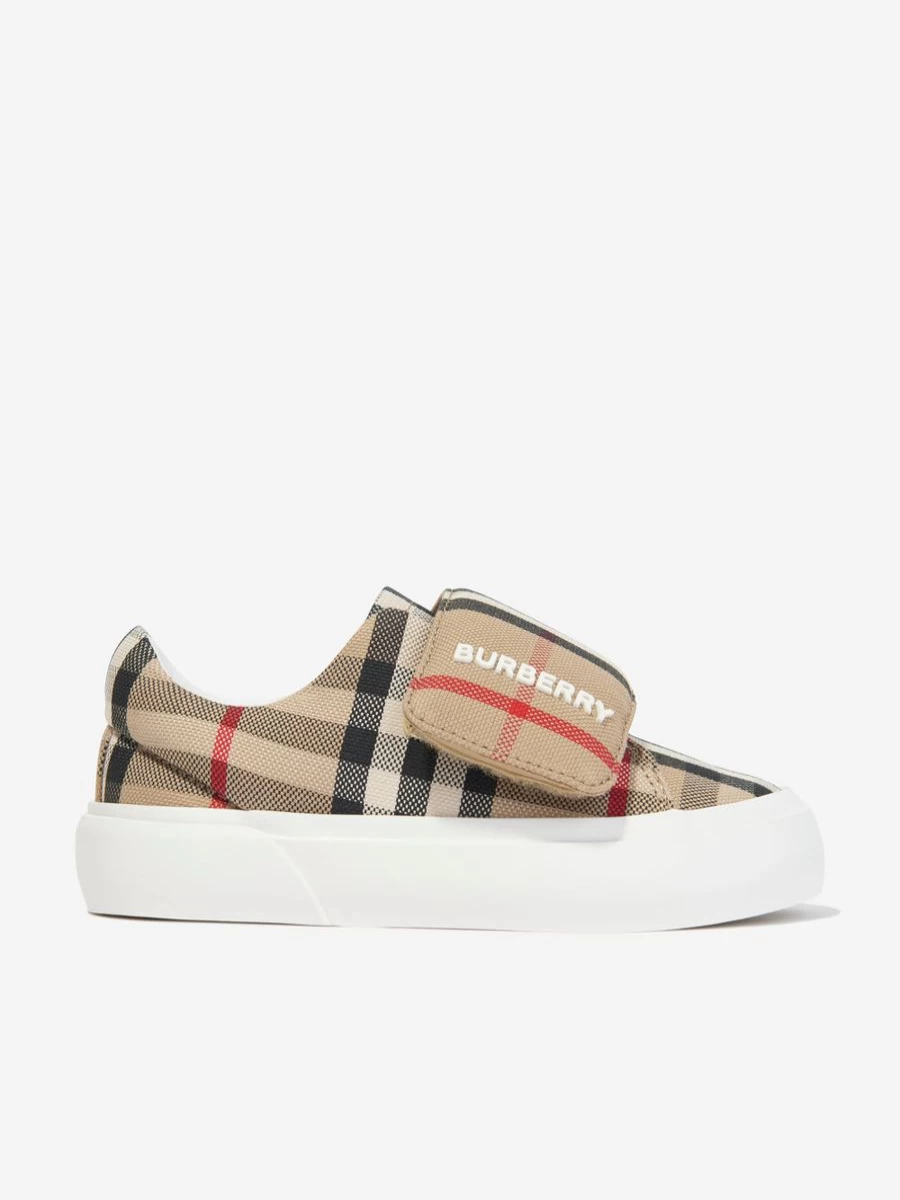 Burberry Kids Boys James Trainers in Beige Check - Classic Archive Sneakers
