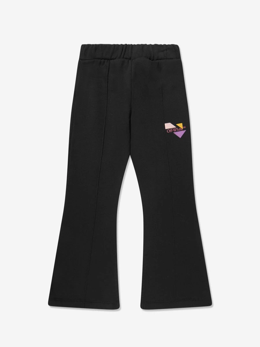 Off-White Teen Girls Black Geometric Logo Flare Sweatpants