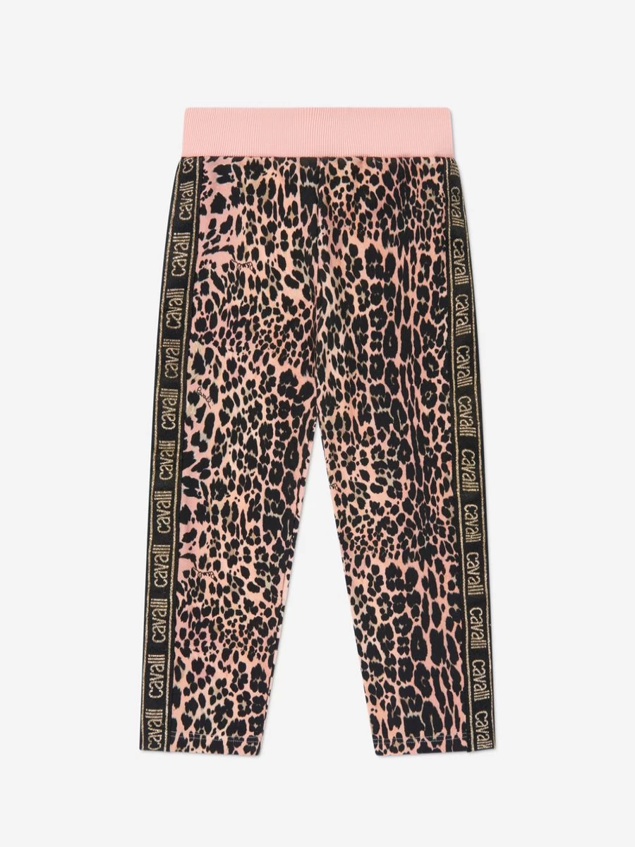 Roberto Cavalli Girls Leopard Print Cotton Leggings for Kids