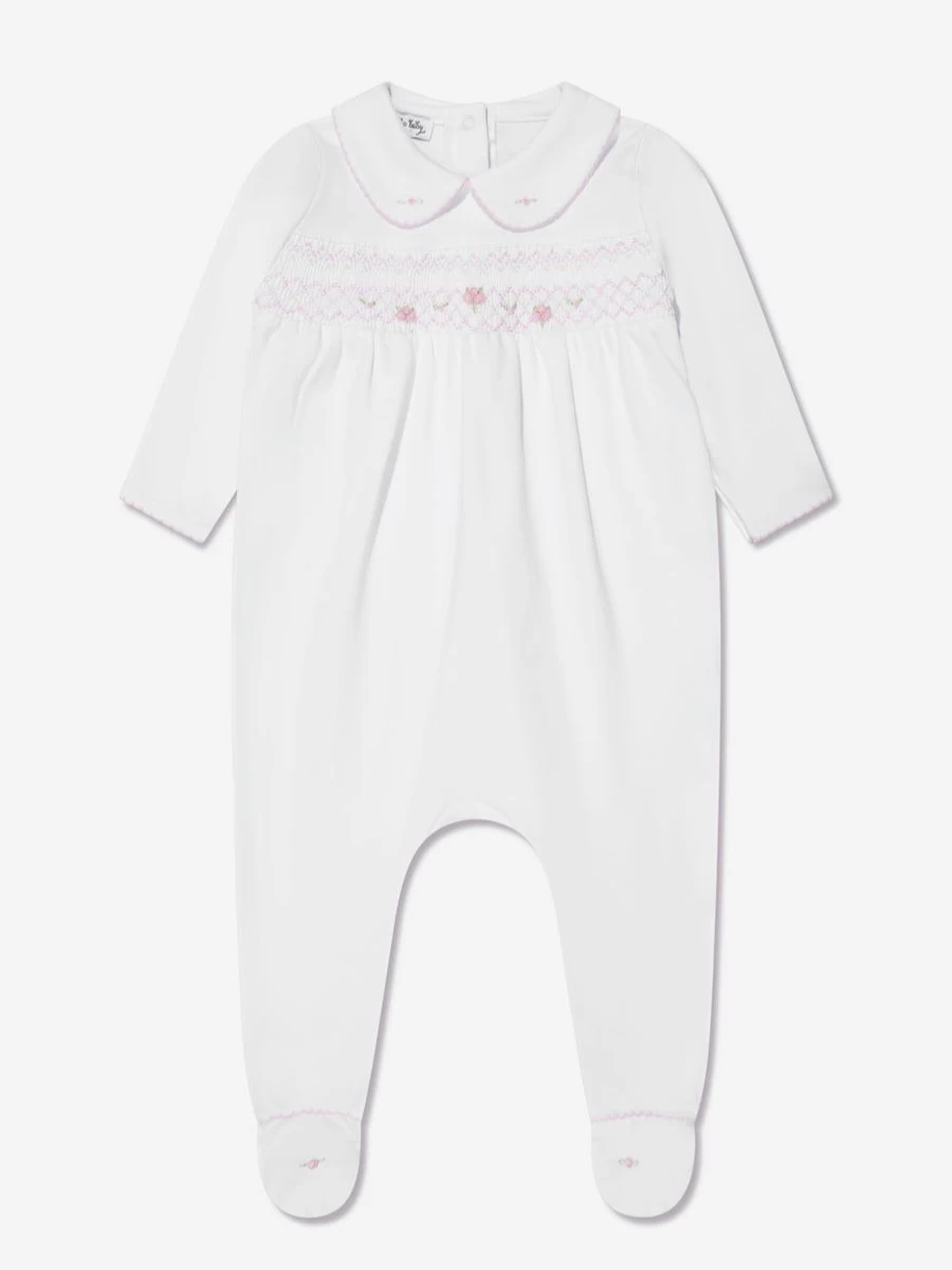 Magnolia Baby Pink Smocked Collar Babygrow for Girls - Soft & Comfortable Infant Romper