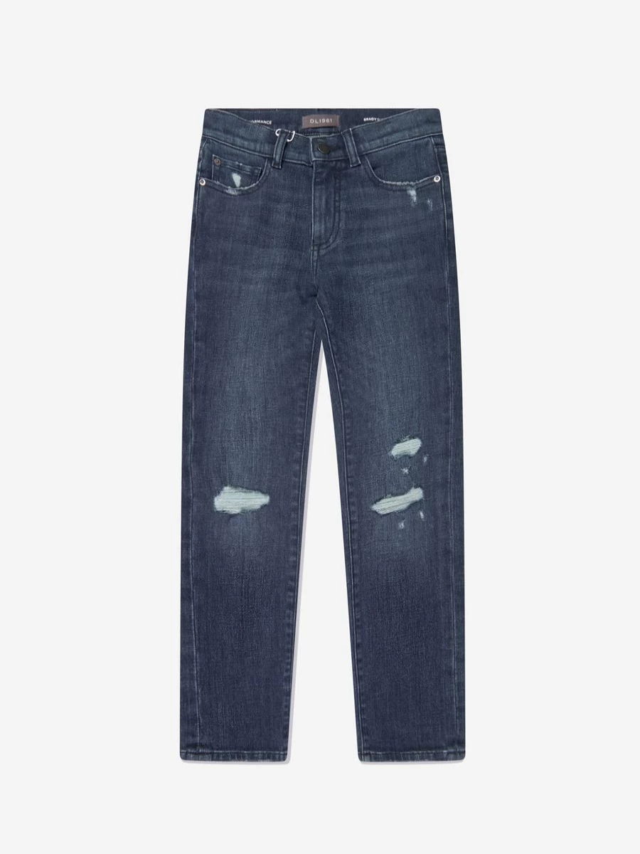DL1961 Boys Brady Distressed Slim Fit Blue Jeans for Kids