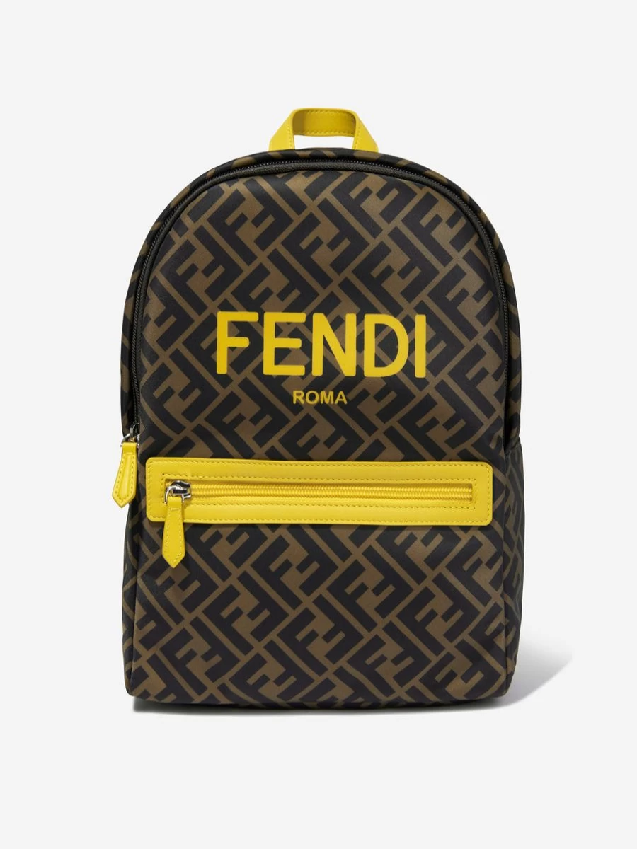 Fendi Kids Girls Brown FF Logo Backpack | Stylish Designer Backpack for Girls