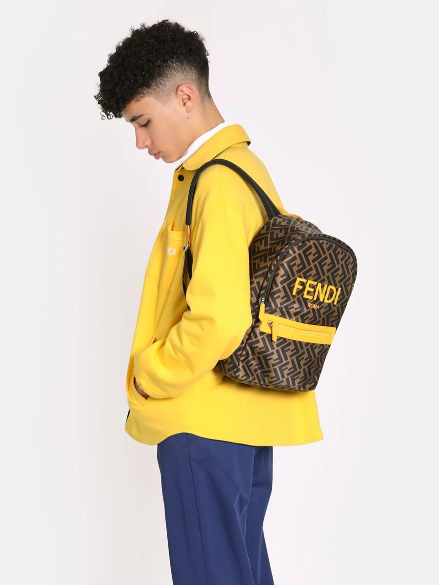 Fendi Kids Girls Brown FF Logo Backpack | Stylish Designer Backpack for Girls