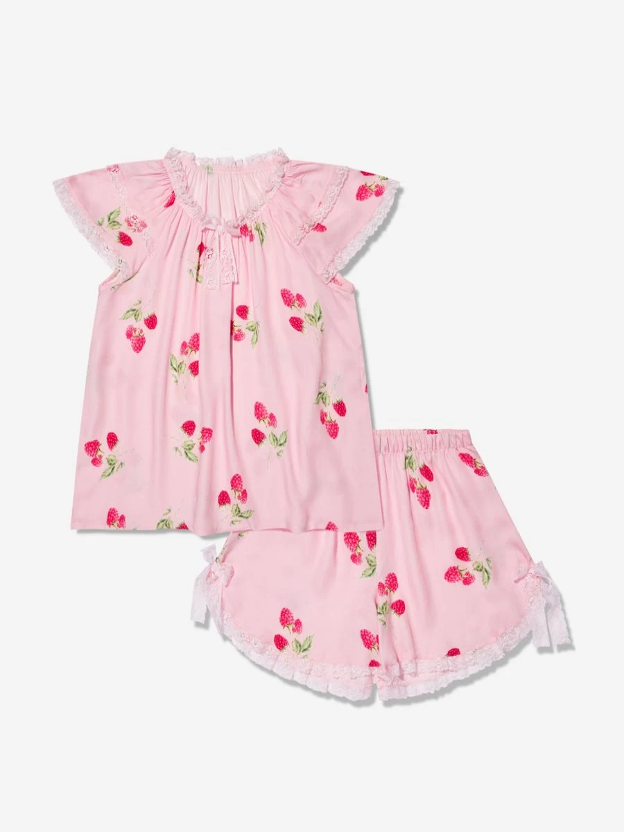 Amiki Girls Eliana Raspberry Print Pink Short Pyjama Set - Cute & Comfortable Sleepwear for Girls