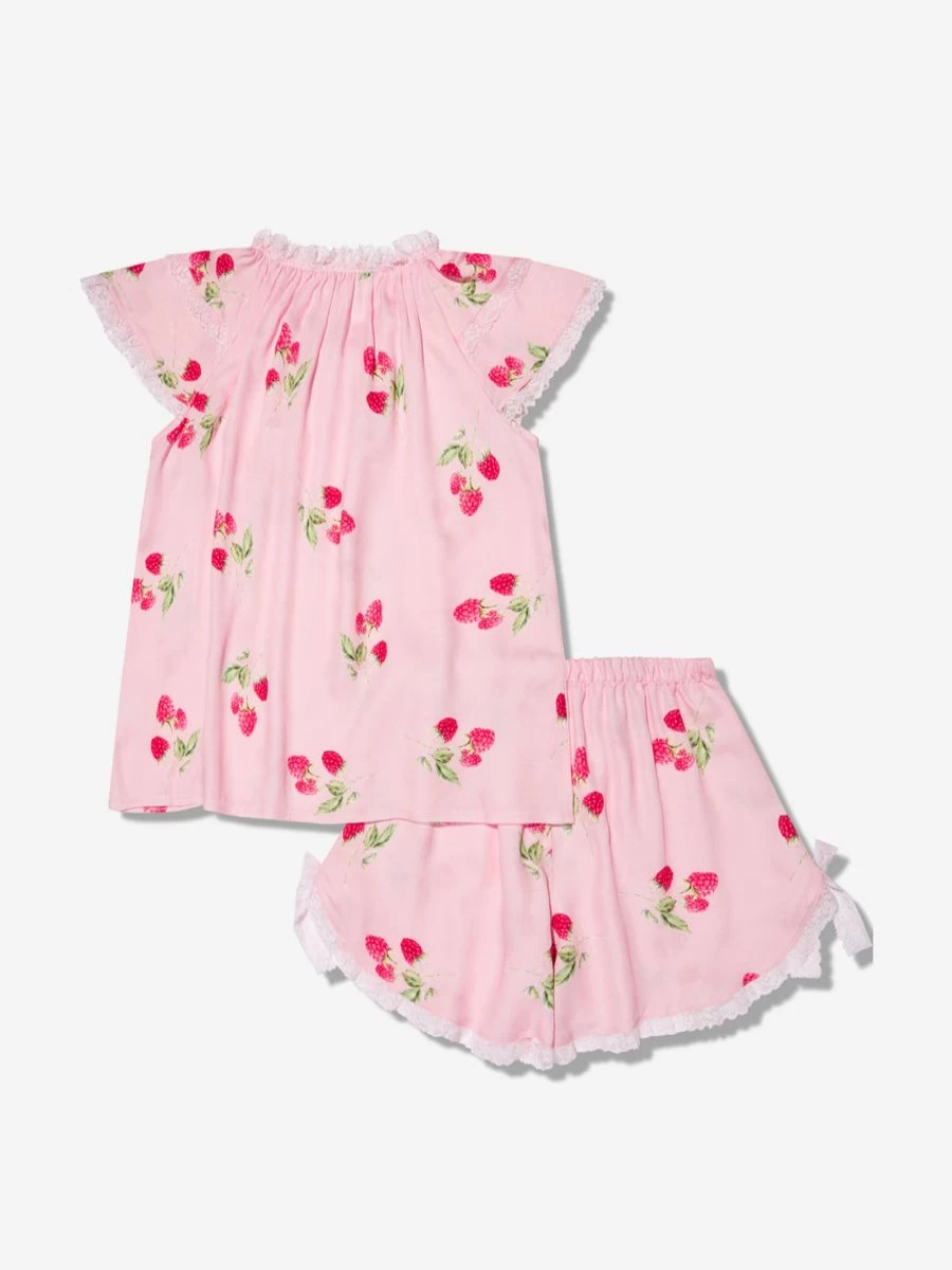 Amiki Girls Eliana Raspberry Print Pink Short Pyjama Set - Cute & Comfortable Sleepwear for Girls