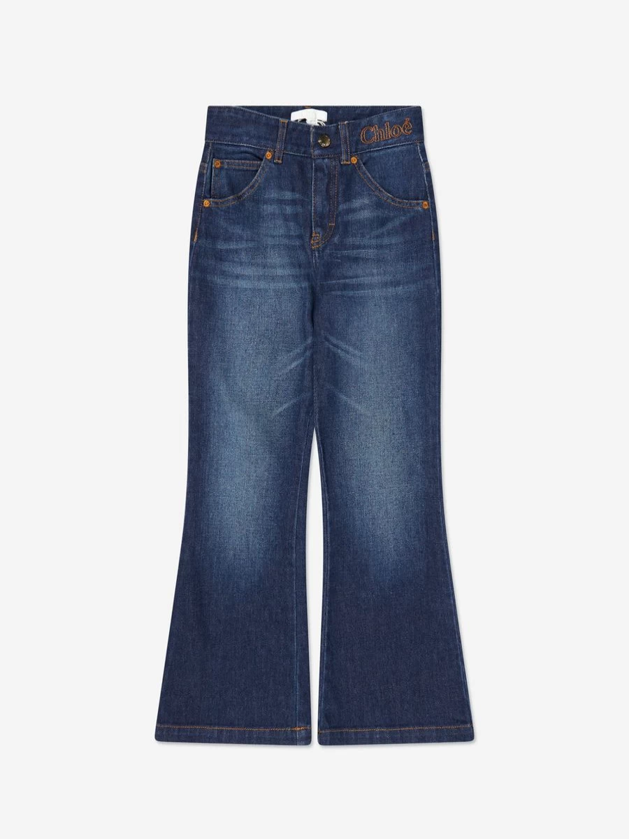 Chloé Girls' Blue Denim Jeans for Kids - Stylish & Comfortable