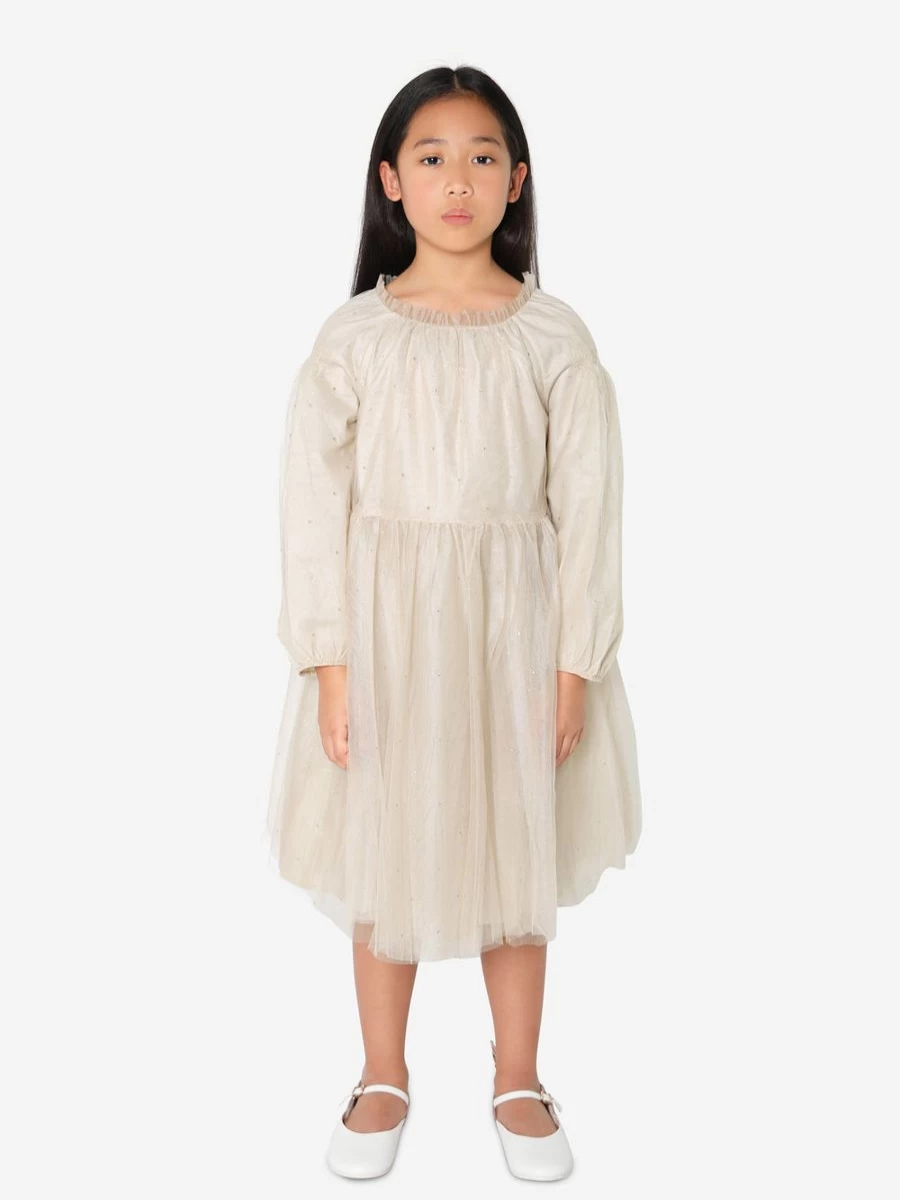 Bonpoint Teen Girls' Beige Bluebell Dress - Elegant Floral Design