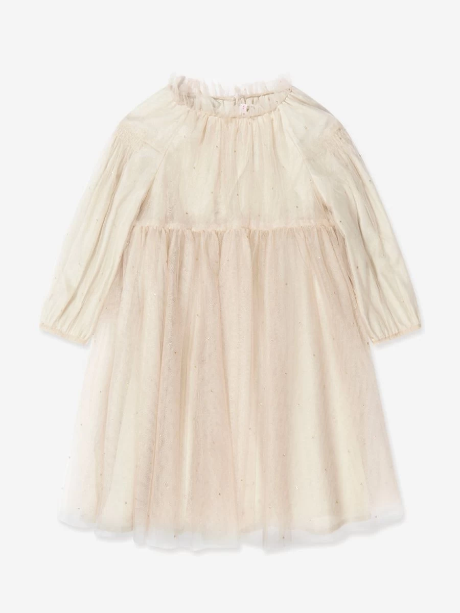 Bonpoint Teen Girls' Beige Bluebell Dress - Elegant Floral Design