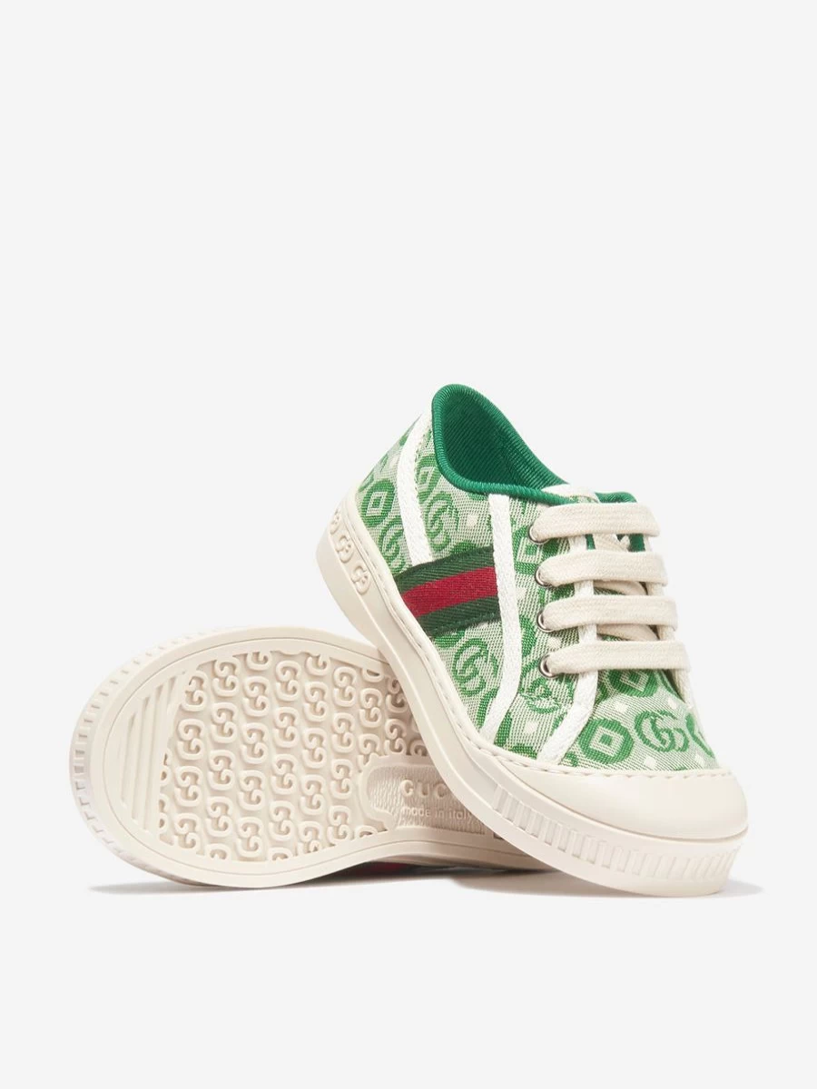 Gucci Kids Girls Tennis 1977 Sneakers in Green - Vintage Style Trainers for Girls