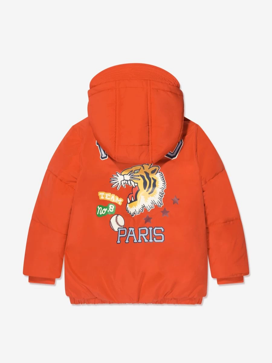 KENZO KIDS Boys' Orange Logo Puffer Jacket - Stylish Winter Coat for Kids