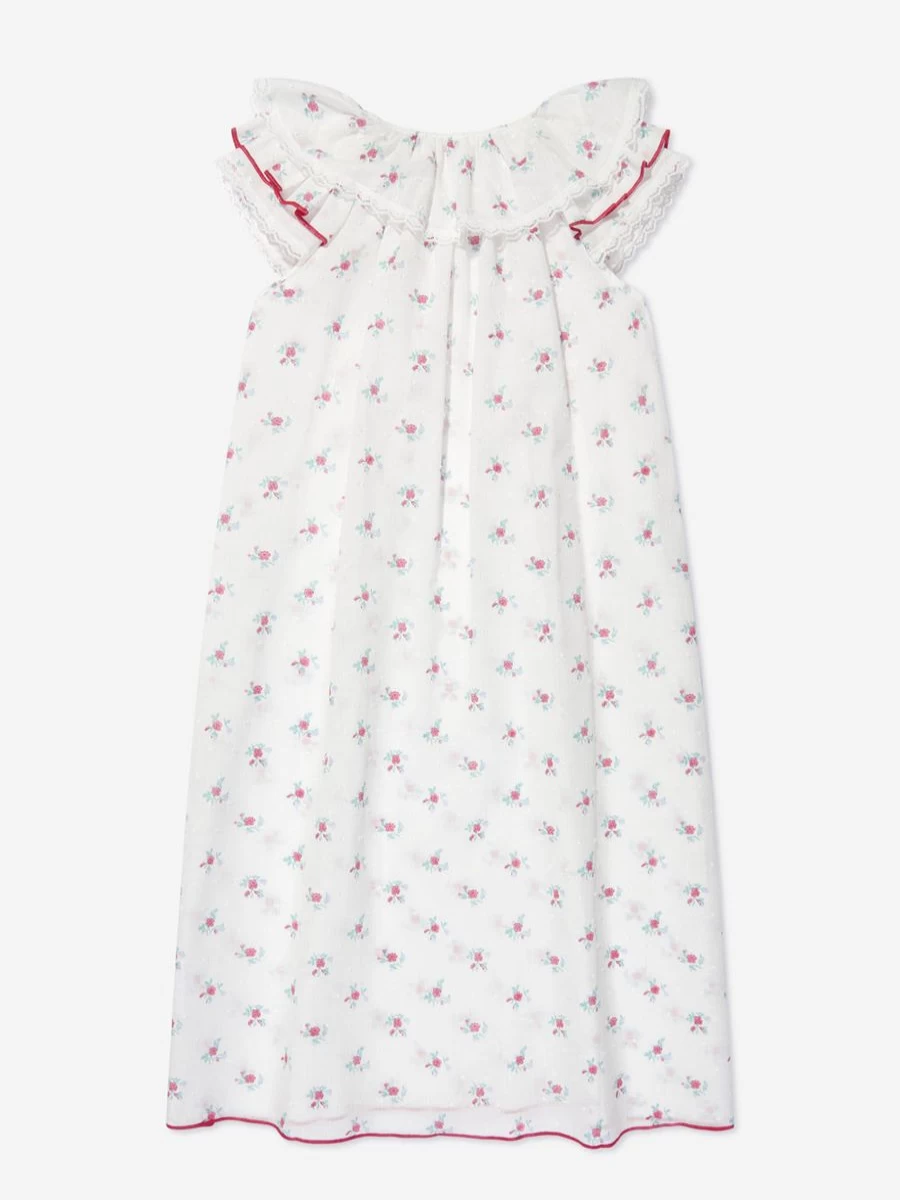 Amiki Girls Klara White & Pink Floral Nightdress for Children