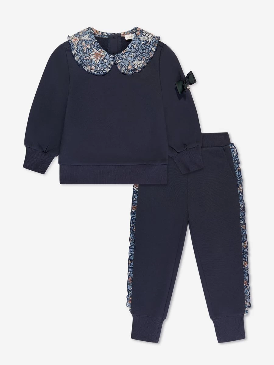"Angels Face Teen Girls Navy Tabby Print Frill Detail Tracksuit"