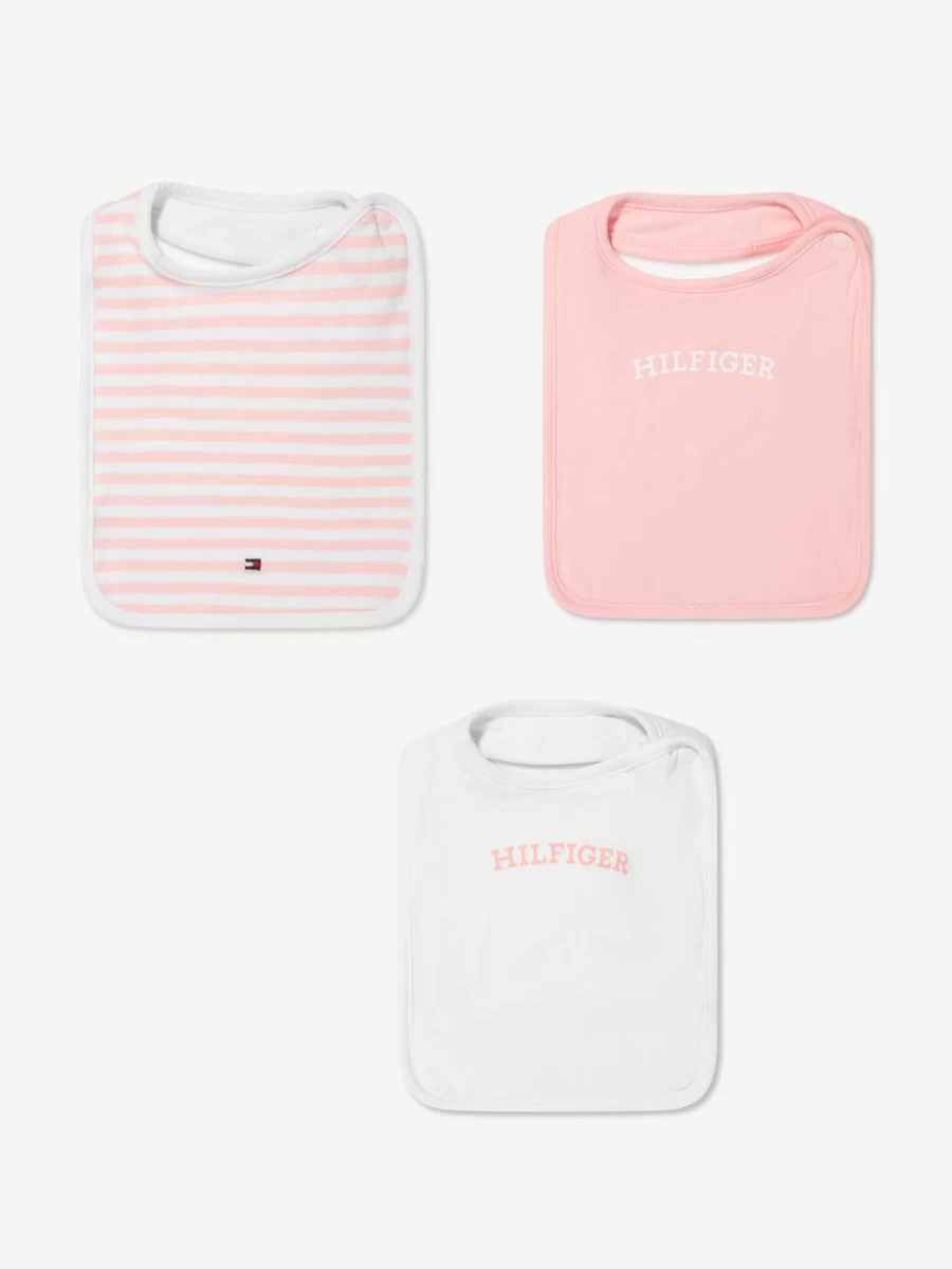 Tommy Hilfiger Baby Girls Pink Monogram Bibs Gift Set - Newborn Essentials