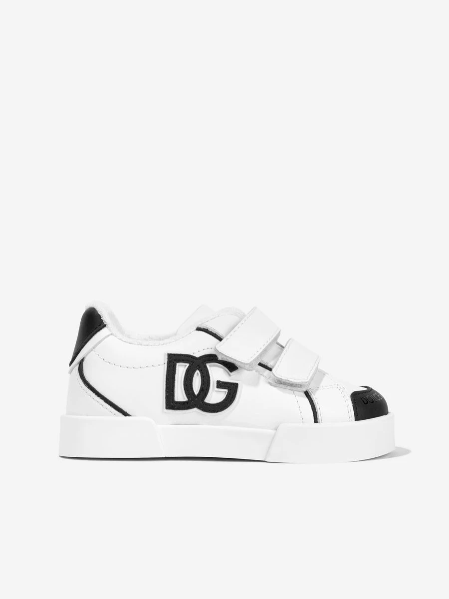Dolce & Gabbana Boys White Leather Portofino Sneakers for Kids