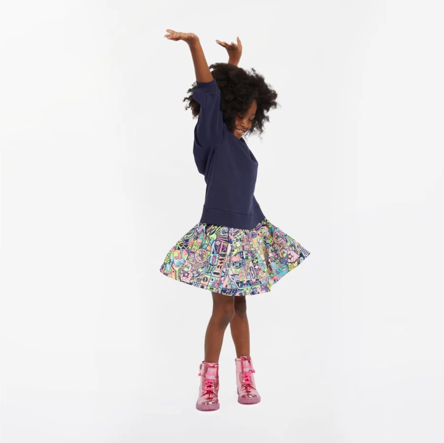 Billieblush Girls Navy Bi-Material Sweater Dress - Stylish & Comfortable Outfit